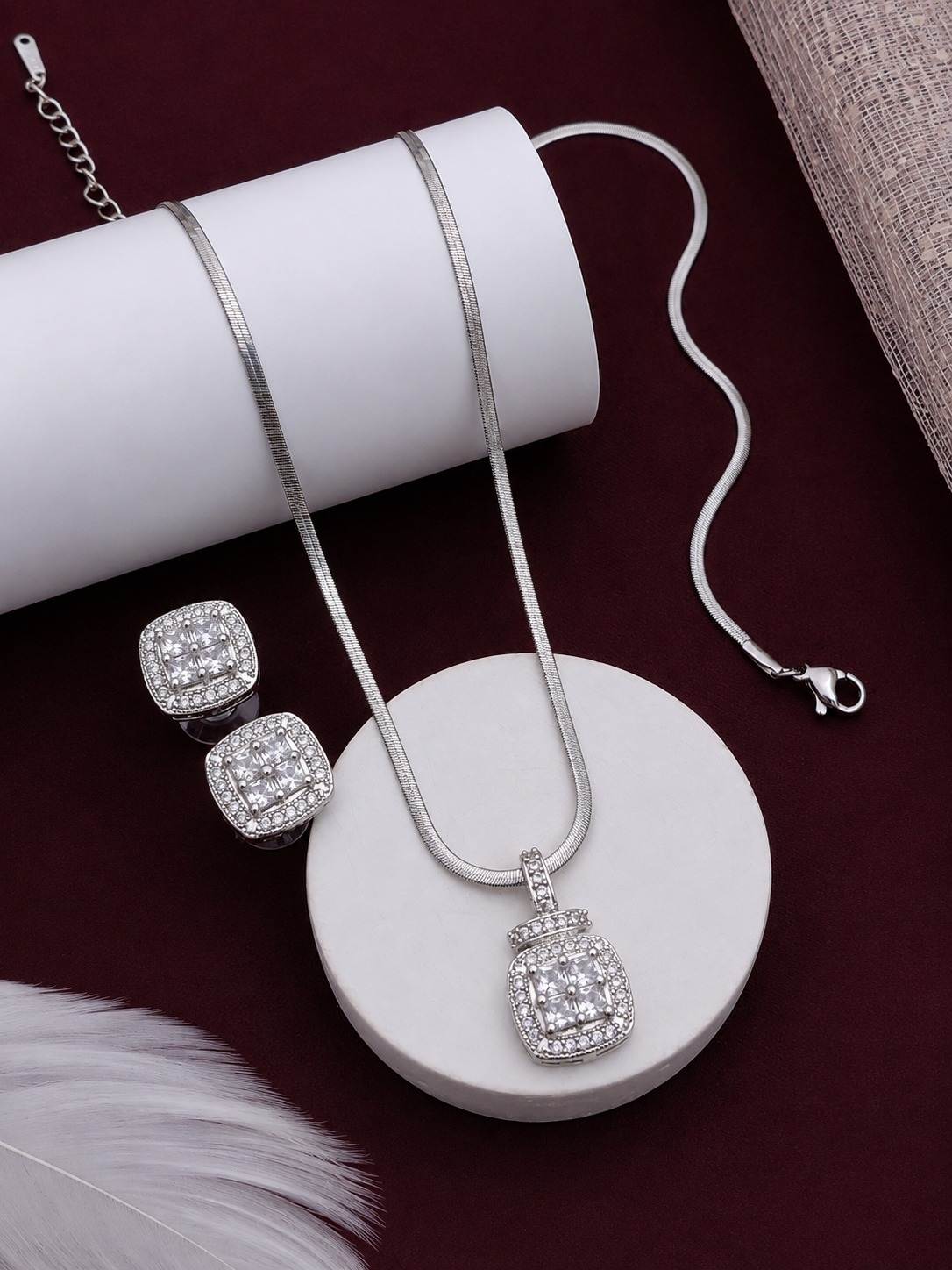 Rectangular Floral AD Pendant Set