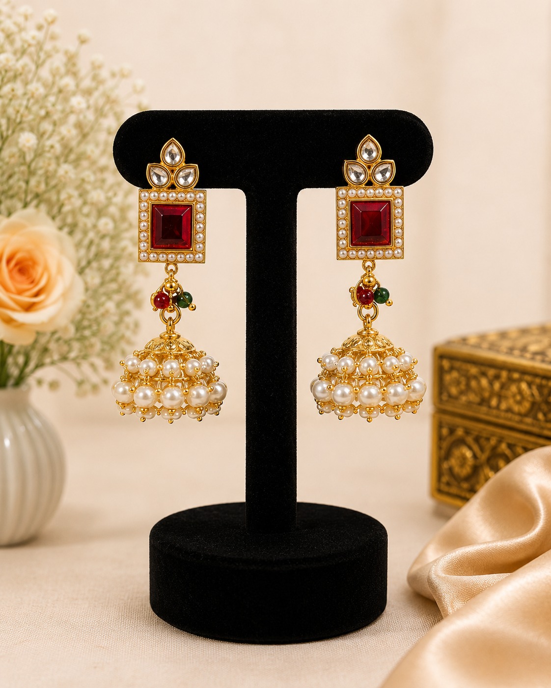 Regal Ruby Pearl Jhumka