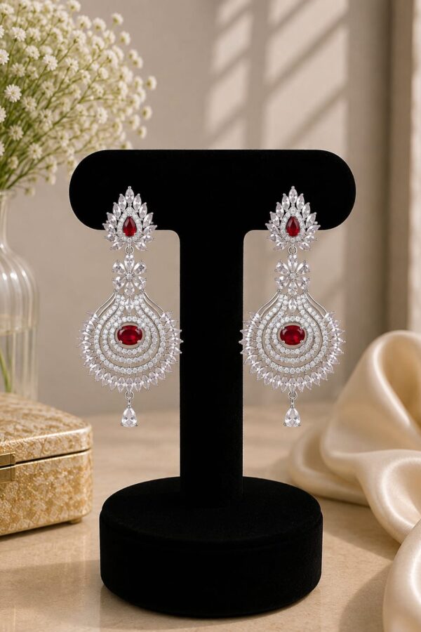 Ruby Floral Chandelier Earrings