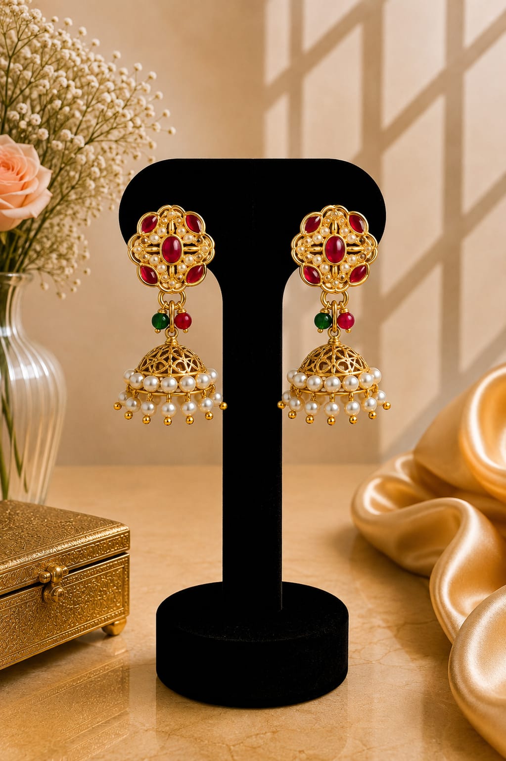Ruby Pearl Heritage Jhumka