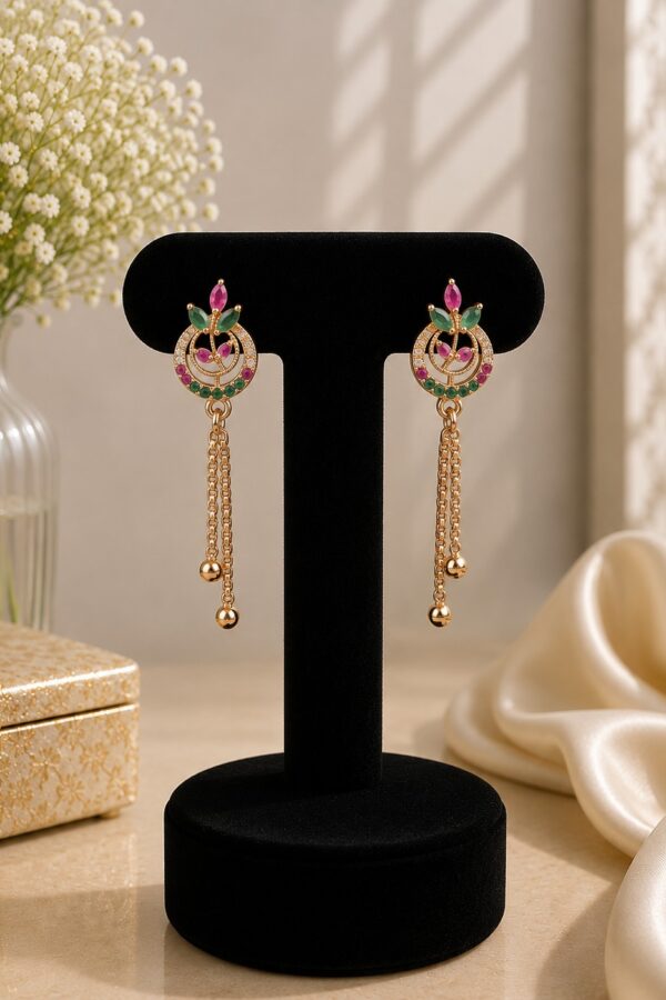 Ruby & Teal Leaf Circle Earrings