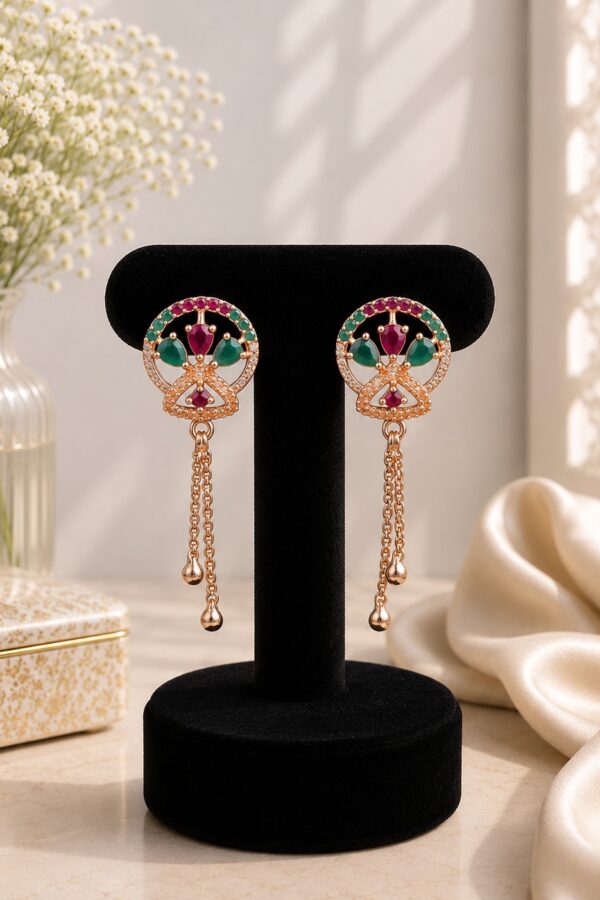 Ruby & Teal Petal Drop Earrings