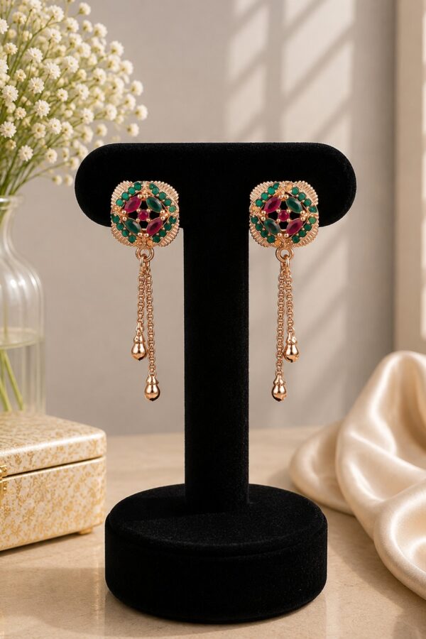 Ruby & Teal Round Drop Earrings