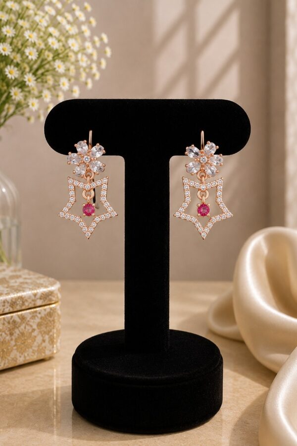 Star Floral Drop Earrings