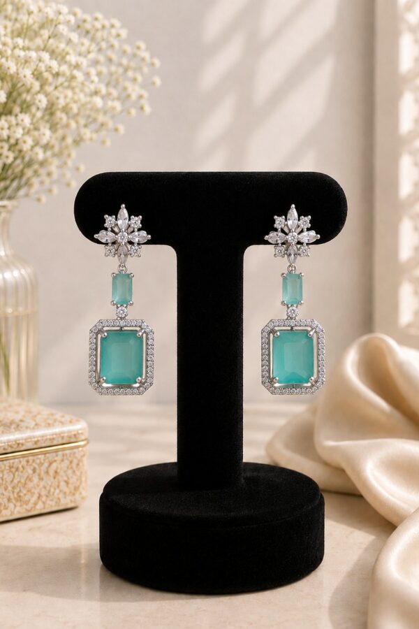 Teal Crystal Drop Earrings