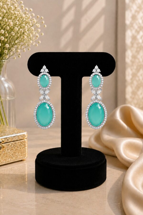 Teal Oval Drop Earrings