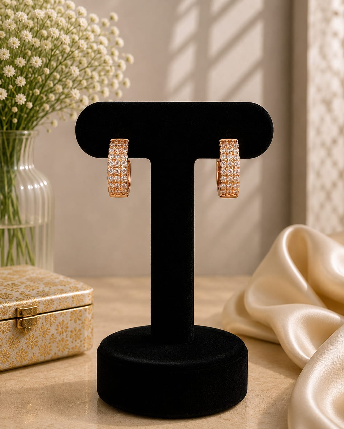 Triple Row Hoop Earrings