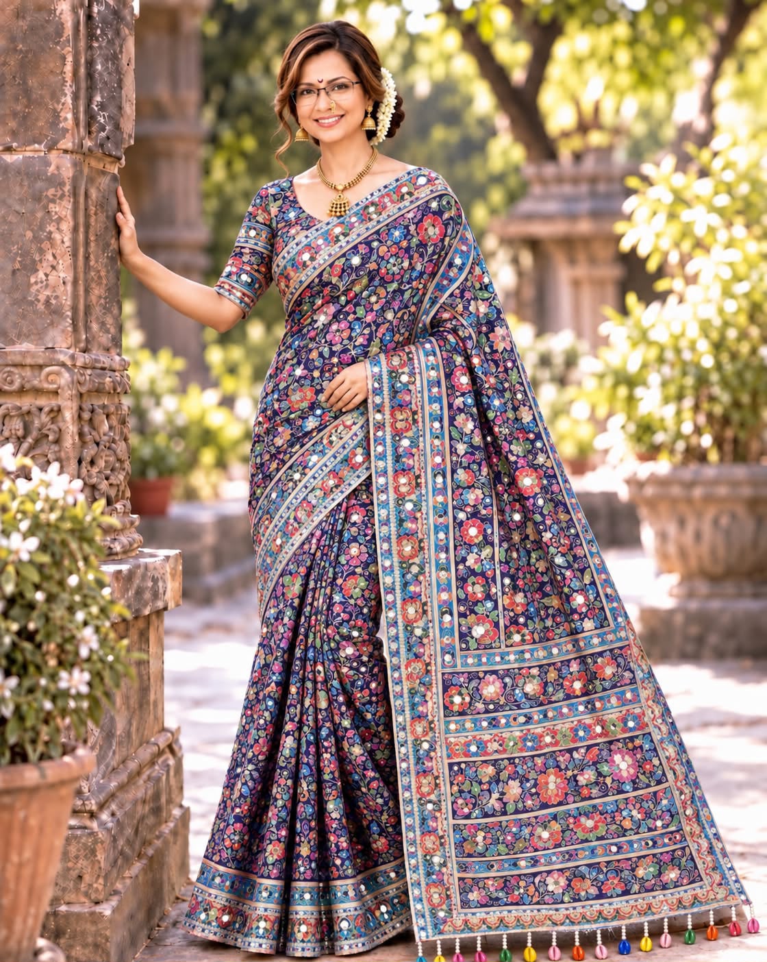 Viral Mirror Work Craftsmanship Saree