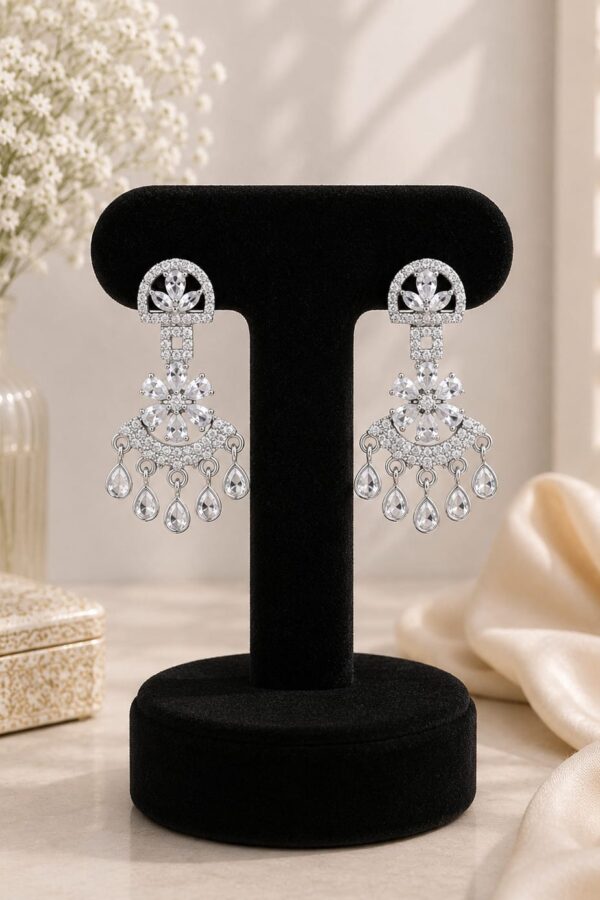 White Crystal Chandelier Earrings