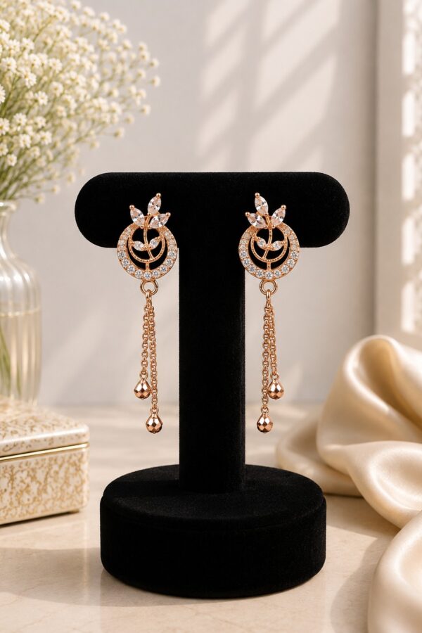 White Leaf Circle Earrings