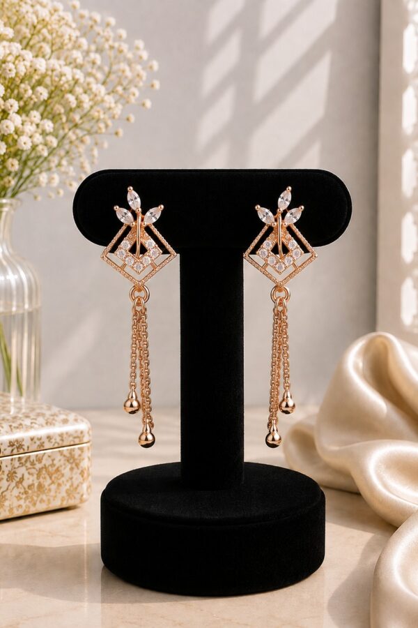 White Leaf Geometric Earrings