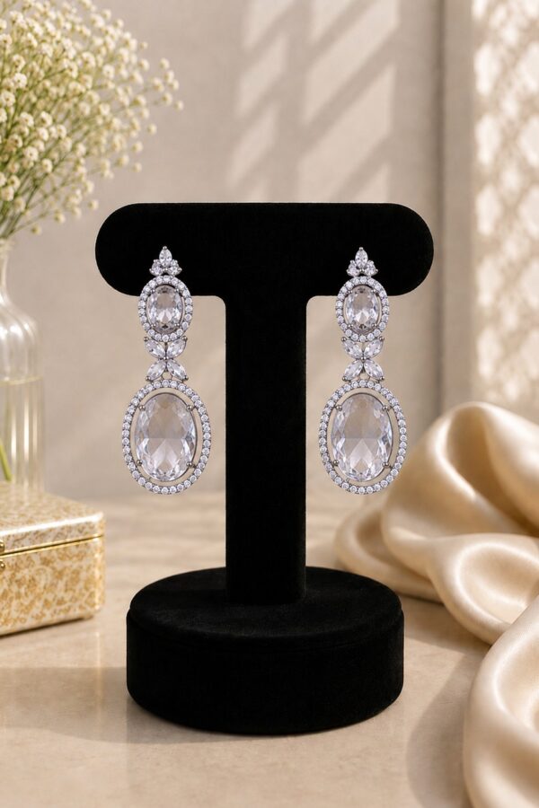 White Oval Drop Earrings