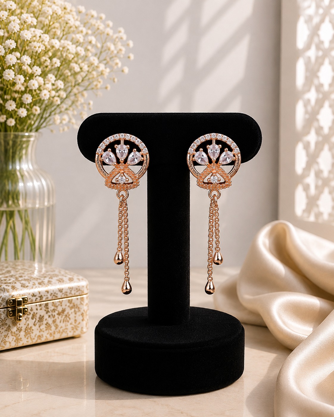 White Petal Drop Earrings