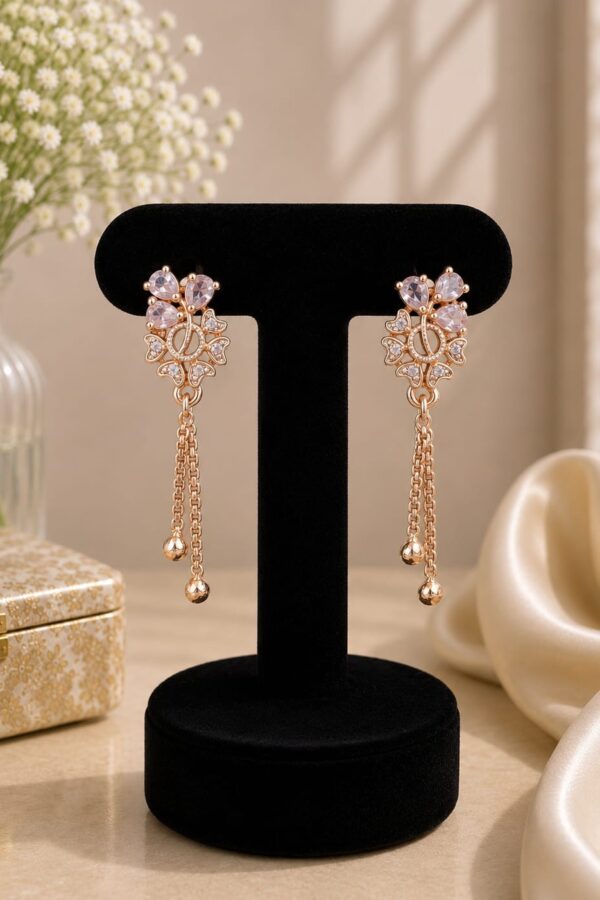 White Stone Floral Drop Earrings