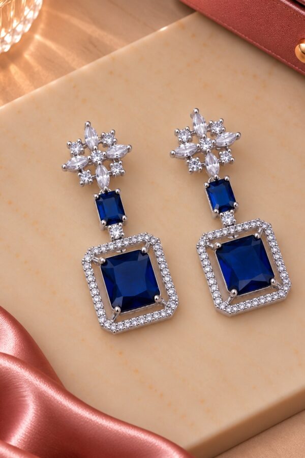 blue crystal drop earrings