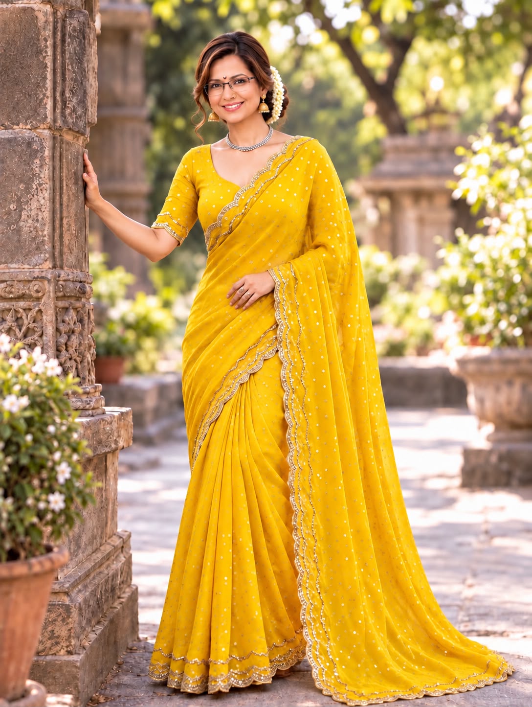 designer butti silk saree