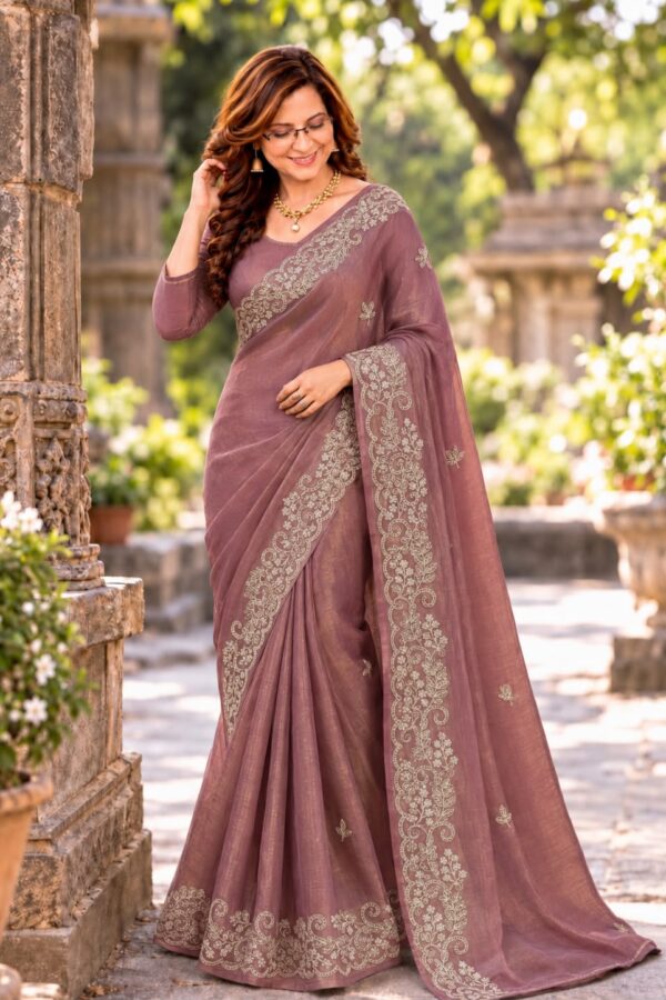 faux satin designer saree