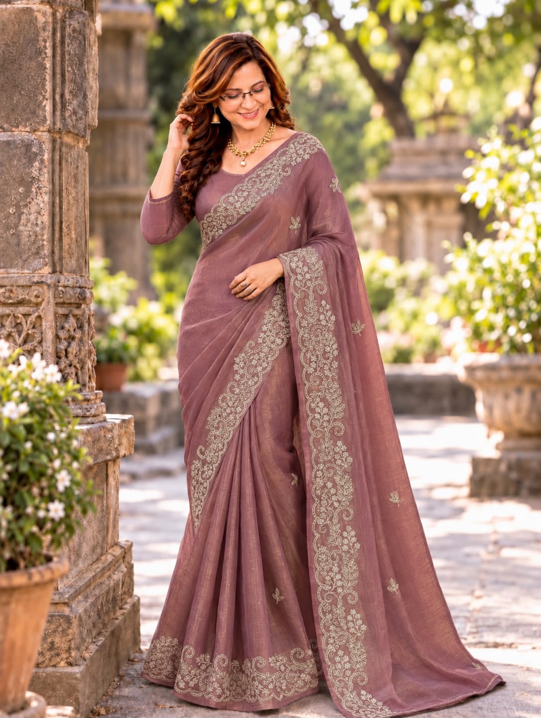 faux satin designer saree