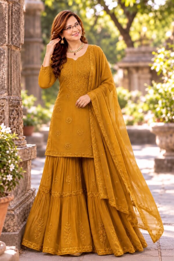 georgette sequence sharara suit set