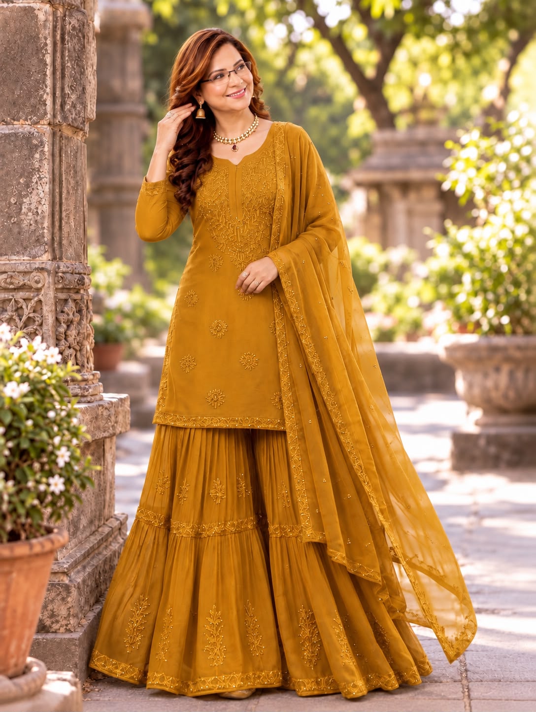 georgette sequence sharara suit set