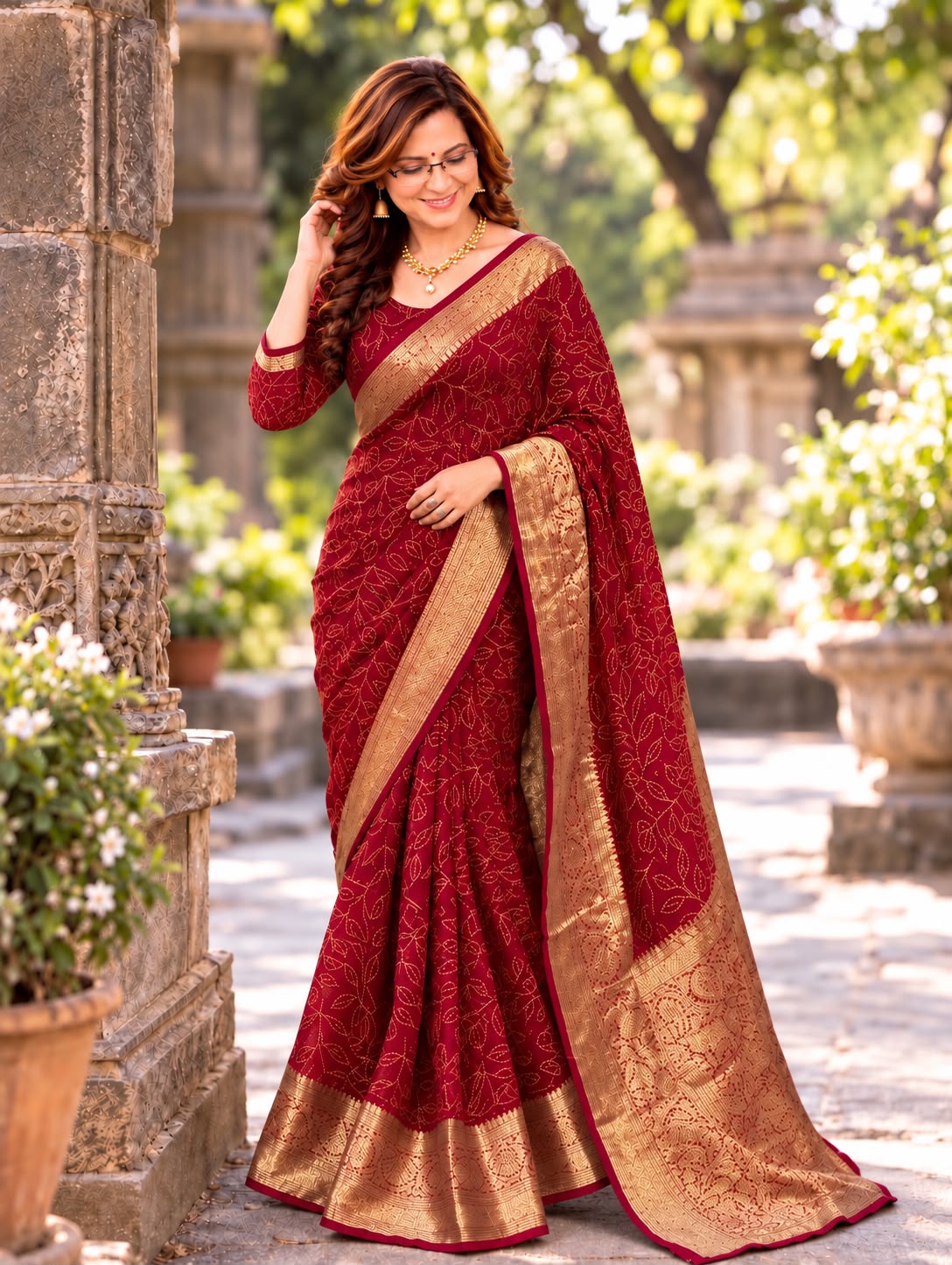 kanjivaram bandhani saree