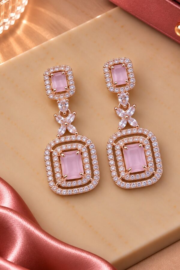 mauve rectangle drop earrings