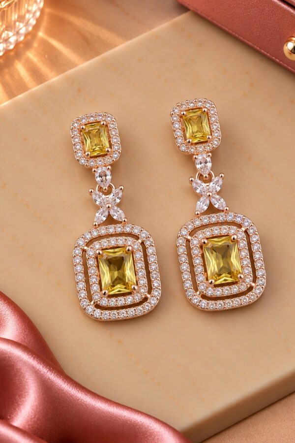 mustard rectangle drop earrings