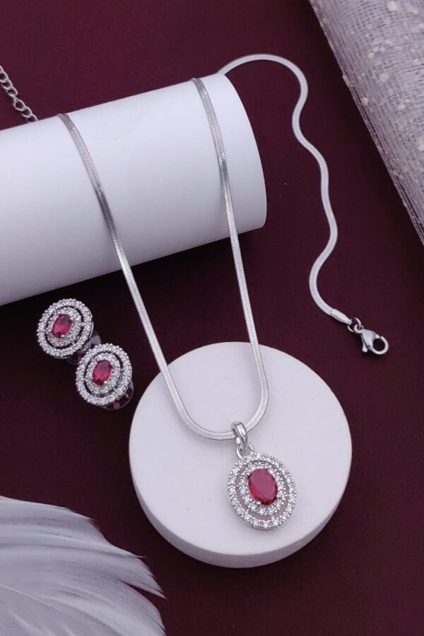 oval cut pink AD pendant set