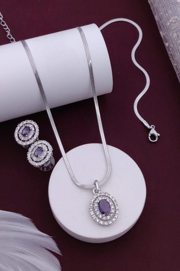 oval cut purple AD pendant set