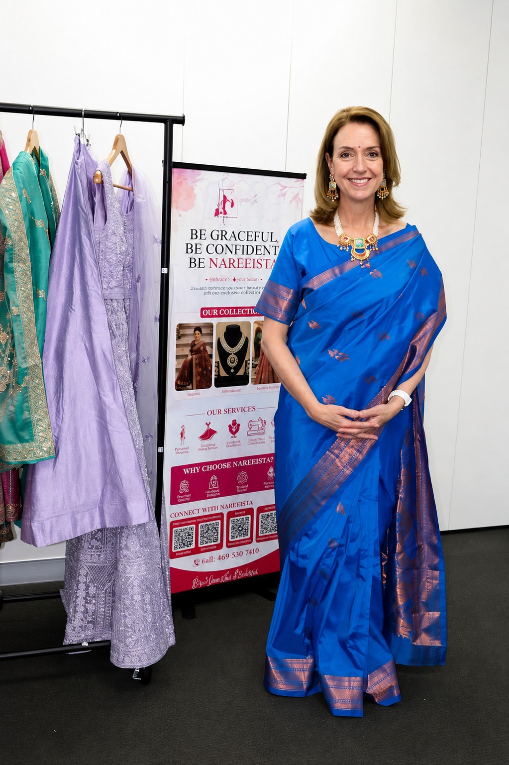 royal blue silk saree