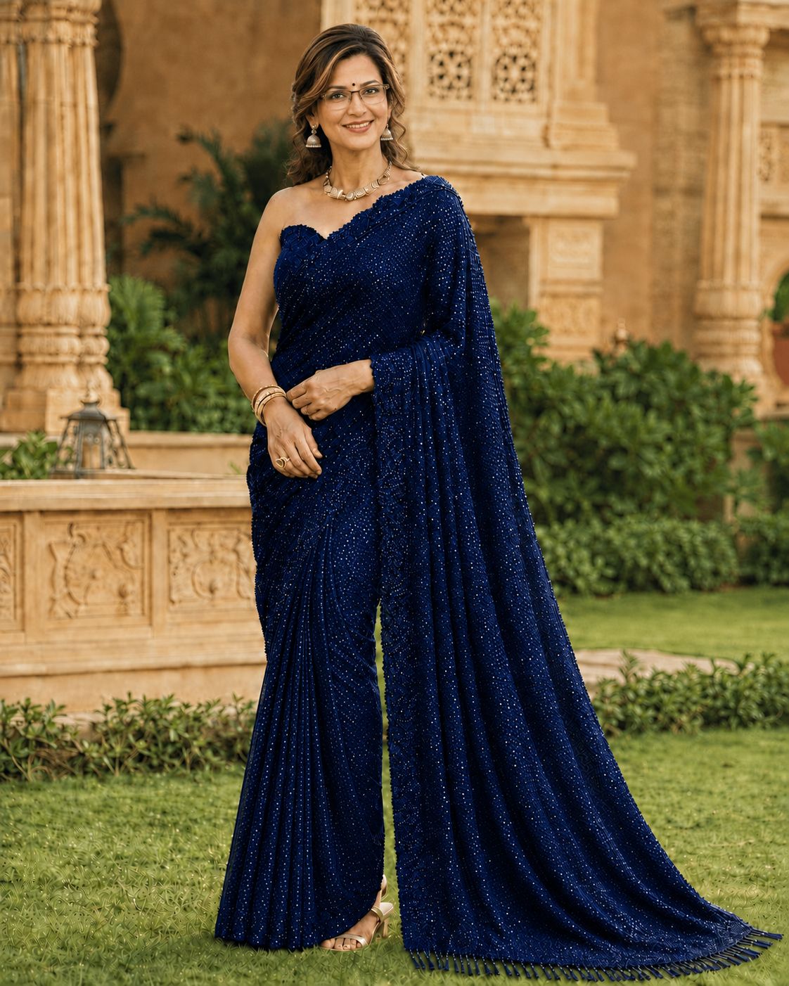 sequin ready to wear saree