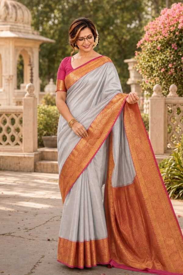 silver silk saree