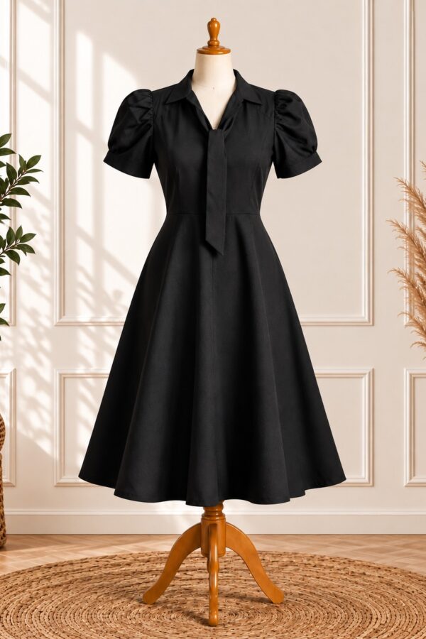 Classic Black Puff Dress