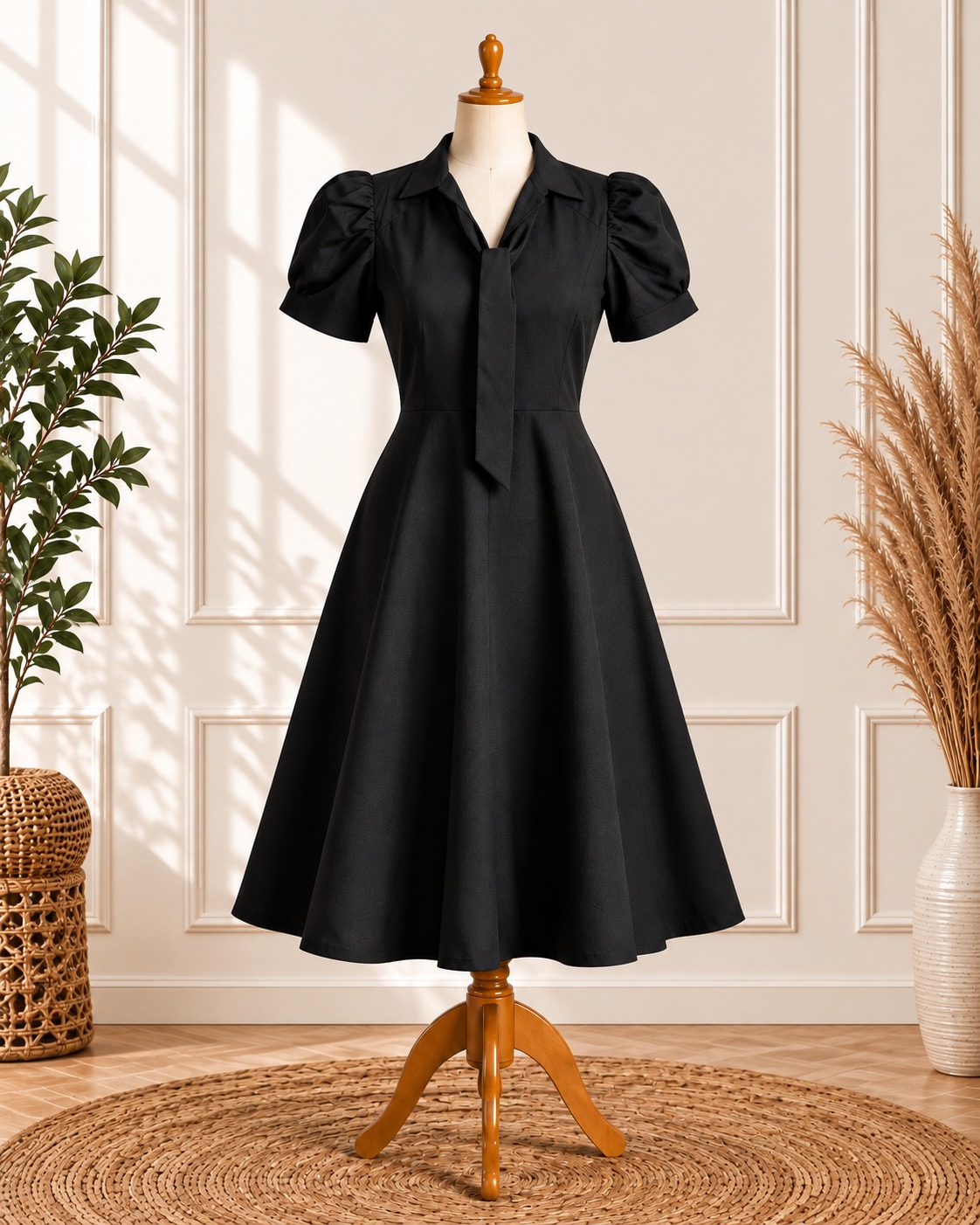 Classic Black Puff Dress