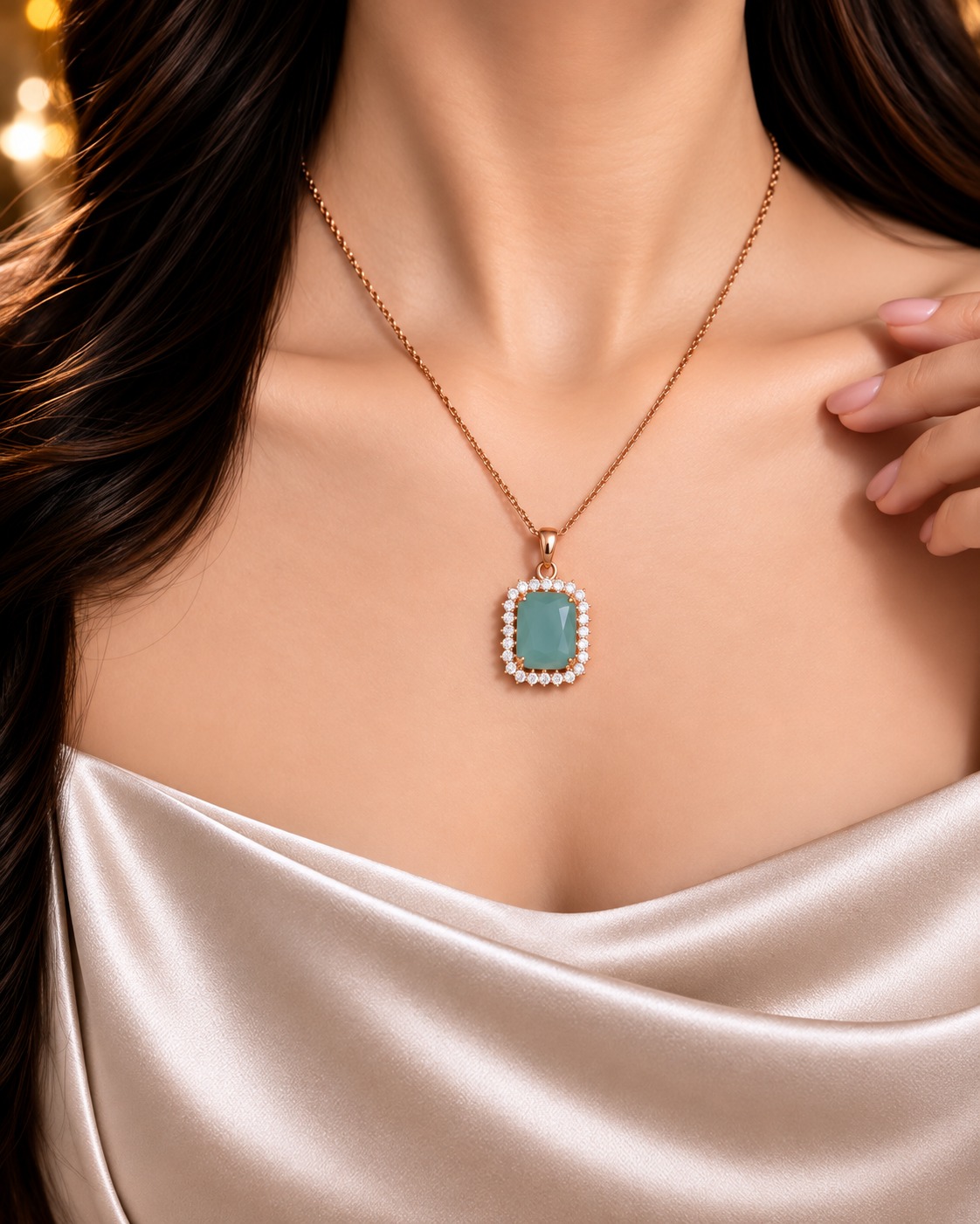 Soft Teal Stone Pendant