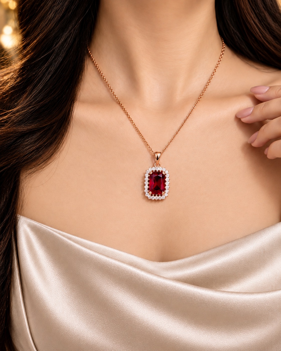 maroon stone pendant